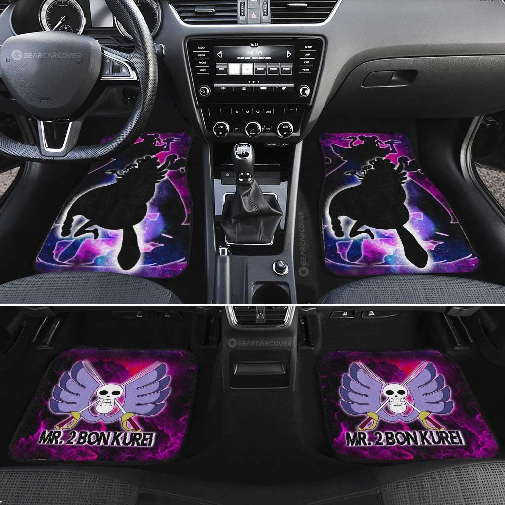 One Piece Car Mats Mr 2 Bon Kurei Silhouette Jolly Roger Symbol Galaxy Car Floor Mats Black Purple