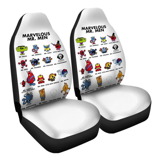 MV Car Seat Covers Marvelous Mr Men Characters Pattern Seat Covers White