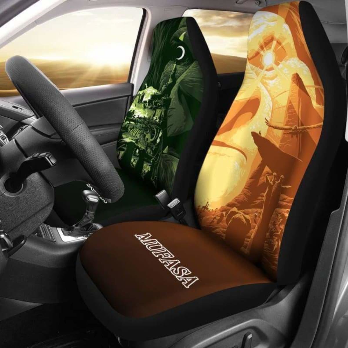 LK Car Seat Covers Mufasa And Scar LK Seat Covers Green Yellow