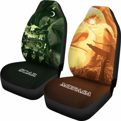 LK Car Seat Covers Mufasa And Scar LK Seat Covers Green Yellow