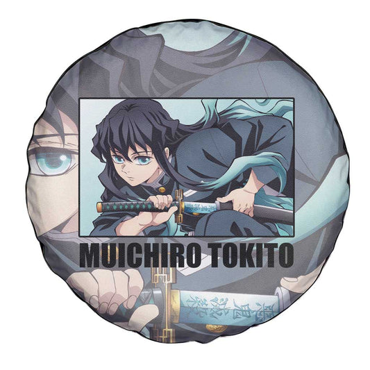 Demon Slayer Spare Tire Cover Demon Slayer Muichiro Tokito Graphic Tire Covers Black Blue