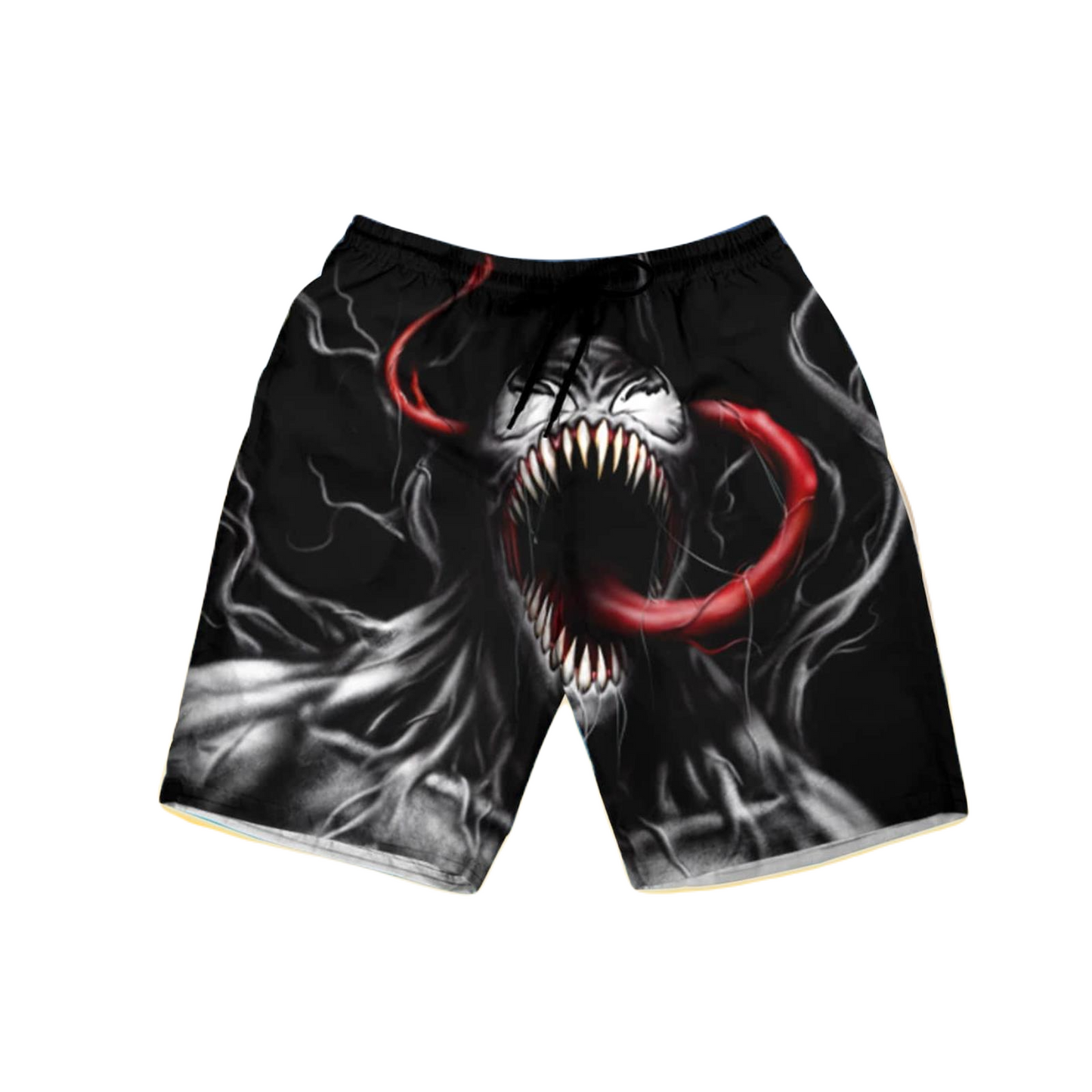 Venom Shorts Anti-Hero Scary Venom Graphic Beach Shorts Black