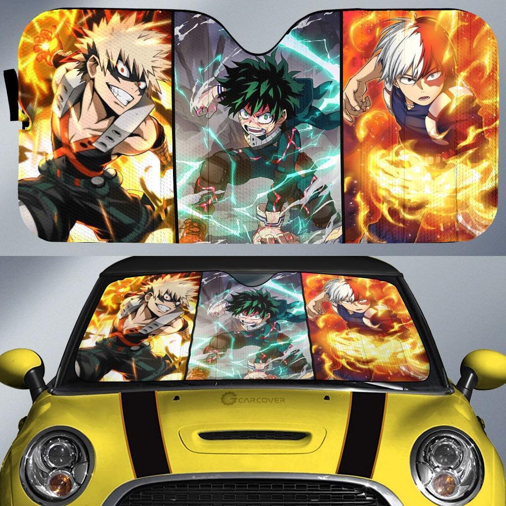 My Hero Academia Car Sun Shade Bakugo Izuku Shoto Graphic Winshield Sun Shade Colorful