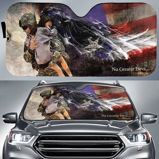 Veteran Car Sun Shade My Hero Soldier No Greater Love Winshield Sun Shade Colorful