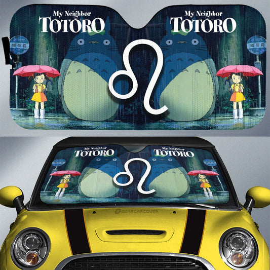 SGhibli Car Sun Shade My Neighbor Totoro Raining Scene Winshield Sun Shade Black Gray