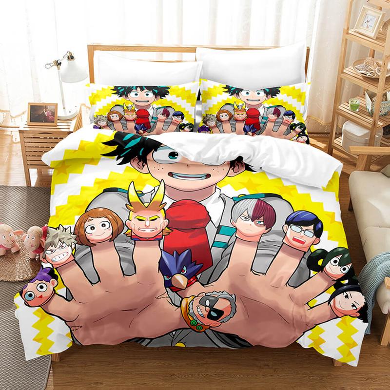 My Hero Academia Bedding Set Izuku Midoriya Characters Puppets Duvet Covers Colorful Unique Gift