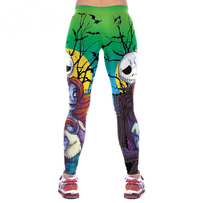 TNBC Leggings Jack Skellington And Sally Couple High Waisted Legging Colorful For Women