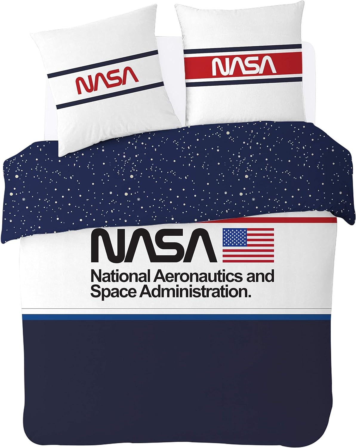 NASA Bedding Set National Aeronautics And Space Administration Duvet Covers White Blue Unique Gift