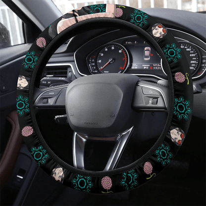 One Piece Steering Wheel Cover Nico Robin Graphic Hana Hana No Mi Pattern Driving Wheel Cover Black Blue