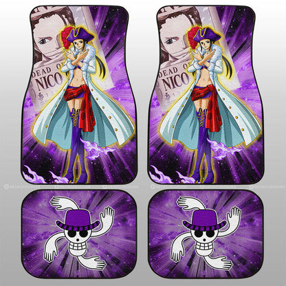 One Piece Car Mats Nico Robin And Wanted Poster Graphic Jolly Poster Symbol Car Floor Mats Purple