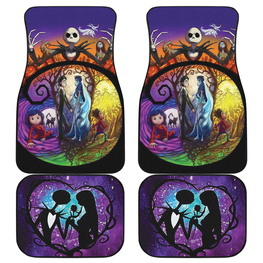 TNBC Car Mats Tim Burton Stories Jack And Sally Silhouette Car Floor Mats Colorful