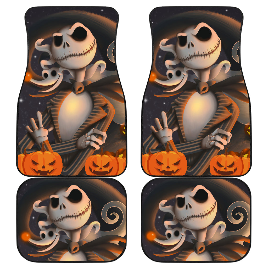 TNBC Car Mats Jack Skellington Pumpkin King With His Dog Zero Car Floor Mats Gray