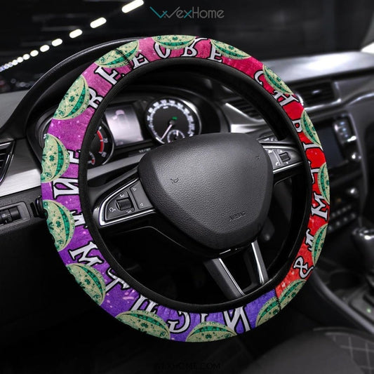 TNBC Steering Wheel Cover Jack Skellinton Moon Head Pattern Driving Wheel Cover Colorful