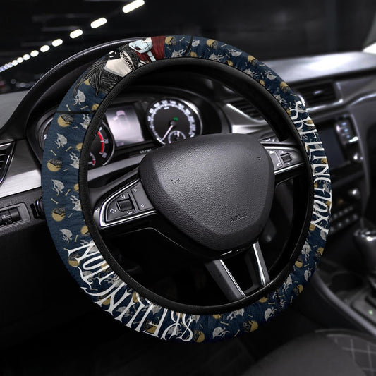 TNBC Steering Wheel Cover Jack And Sally Zero Dog Pattern Driving Wheel Cover Blue