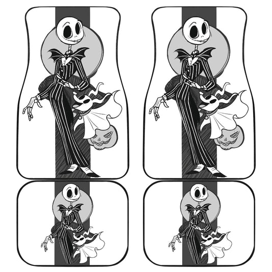 TNBC Car Mats Cute Cartoon Style Jack Skellington And Zero Car Floor Mats Black White