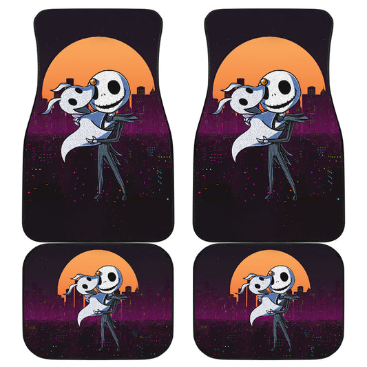 TNBC Car Mats Jack Skellington Ans Zero City Night Silhouette Car Floor Mats Colorful