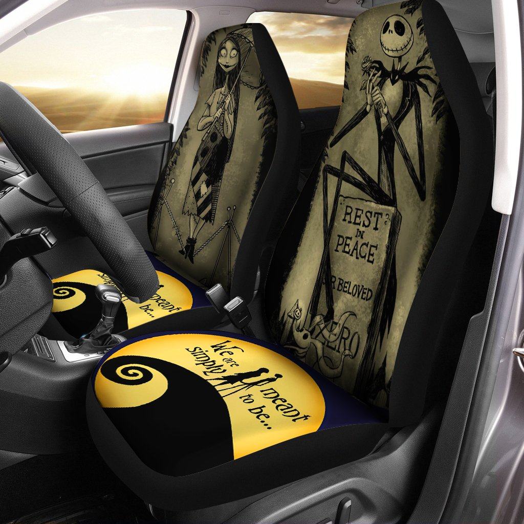 TNBC Car Seat Covers We Are Simply Mean To Be Jack Sally Seat Covers Gray Yellow