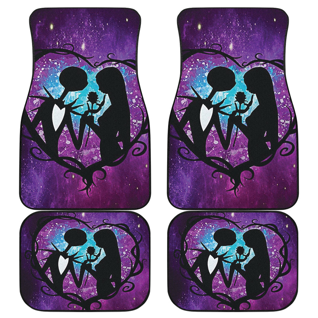 TNBC Car Mats Jack And Sally Love Silhouette Galaxy Pattern Car Floor Mats Purple