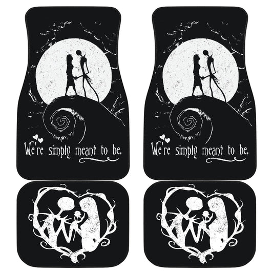 TNBC Car Mats Jack And Sally Silhouette We're Simply Meant To Be Car Floor Mats Black White