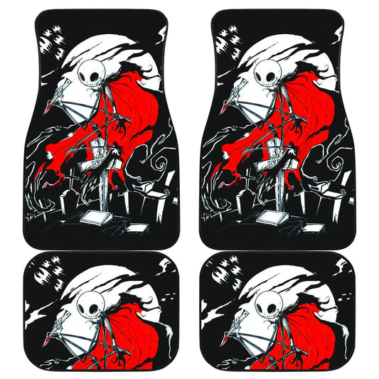 TNBC Car Mats Scary Jack SKellington Walking In The Night Car Floor Mats Black Red