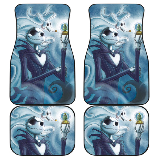 TNBC Car Mats Jack Skellington Holds Snowglobe And Zero Dog  Car Floor Mats Blue