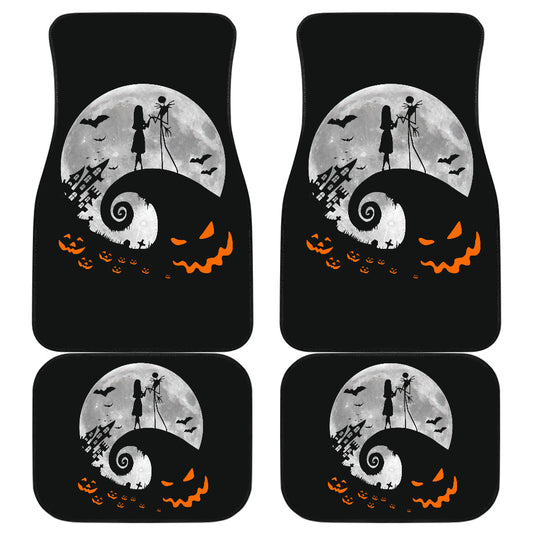 TNBC Car Mats Jack And Sally Silhouette Oogie Boogie Face Car Floor Mats Black