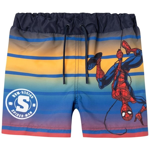 Spiderman Shorts Spiderman Upside Down Graphic Beach Shorts Blue