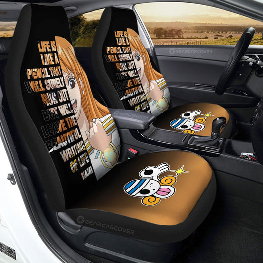 One Piece Car Seat Covers Nami Quote Life Is Like A Pencil Seat Covers Black Brown