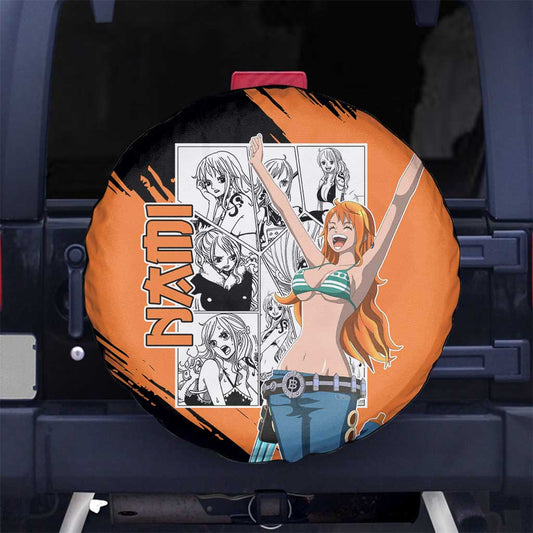 One Piece Spare Tire Cover One Piece Nami Character Graphic Tire Covers Orange