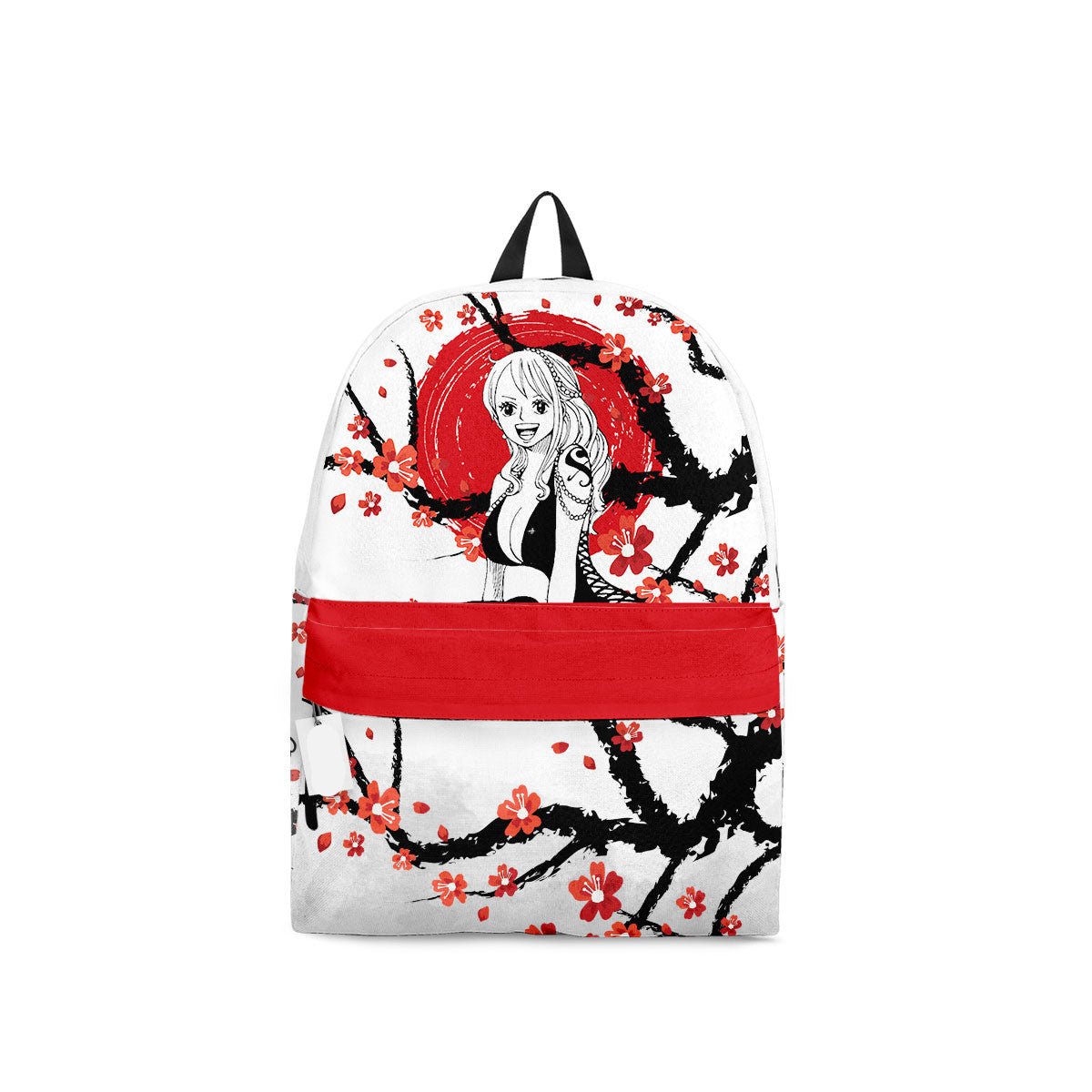 One Piece Backpack Nami Japanese Cherry Blossom Pattern Backpacks White Red