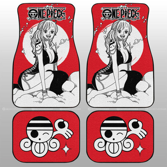 One Piece Car Mats Beautiful Nami Graphic Jolly Roger Symbol Car Floor Mats Red White
