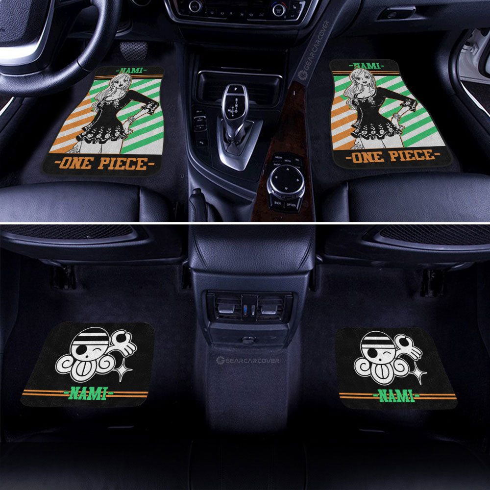 One Piece Car Mats One Piece Nami Graphic Jolly Roger Symbol Car Floor Mats Black Green