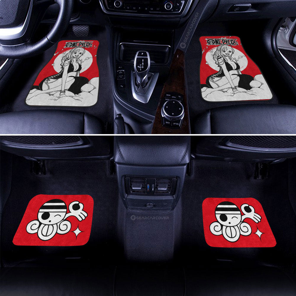 One Piece Car Mats Beautiful Nami Graphic Jolly Roger Symbol Car Floor Mats Red White