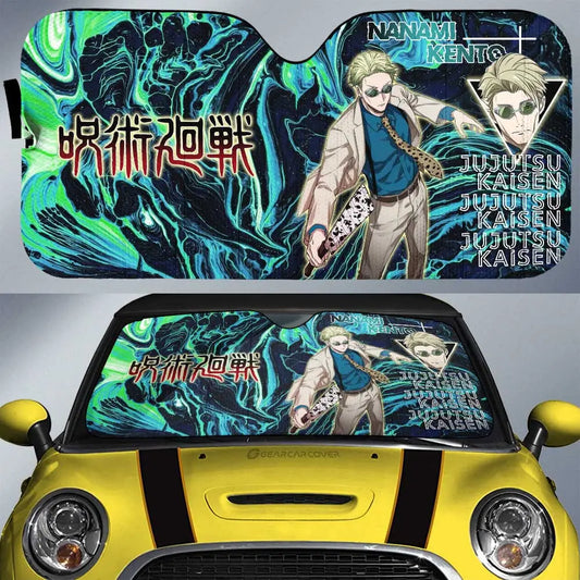 Jujutsu Kaisen Car Sun Shade Jujutsu Kaisen Sorcerer Nanami Kento Winshield Sun Shade Black Green