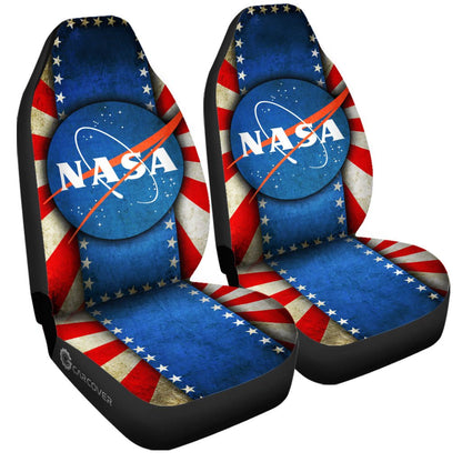 NASA Car Seat Covers NASA Symbol And American Flag Seat Covers Blue Red