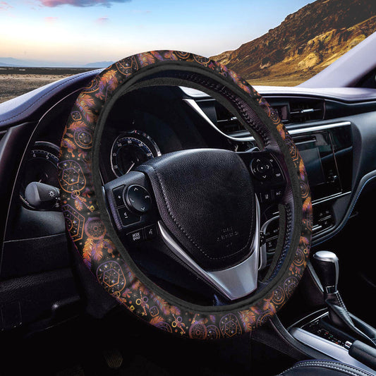 Native America Steering Wheel Cover Native American Key Dreamcatcher Pattern Driving Wheel Cover Colorful