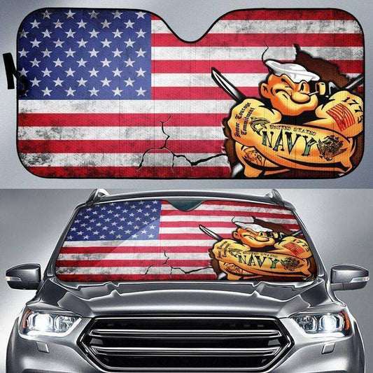 Veteran Car Sun Shade Navy Veteran American Flag Graphic Winshield Sun Shade Red Blue