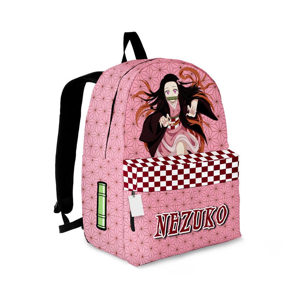 Demon Slayer Backpack Nezuko Kamado Clothes Pattern Backpacks Pink