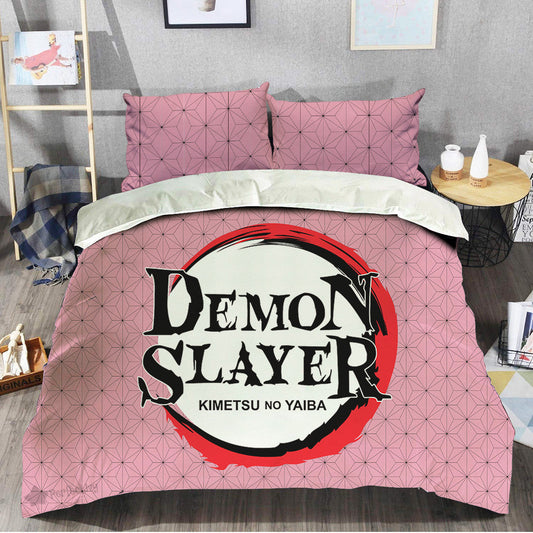 Demon Slayer Bedding Set Nezuko Kamado Clothes Color Duvet Covers Pink Unique Gift