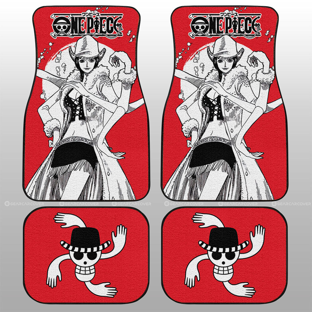 One Piece Car Mats Cool Nico Robin Graphic Jolly Roger Symbol Car Floor Mats Red White