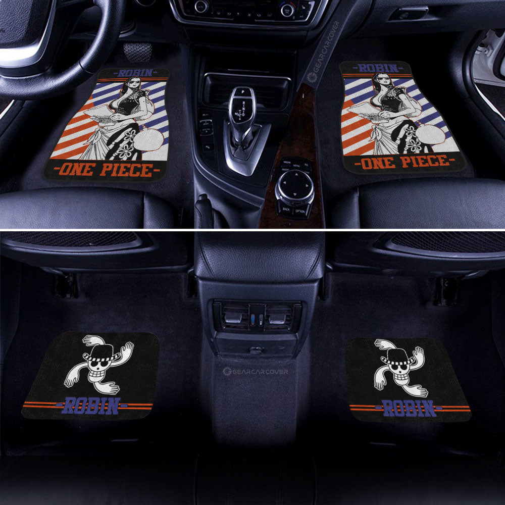 One Piece Car Mats One Piece Nico Robin Jolly Roger Symbol Car Floor Mats Black Purple