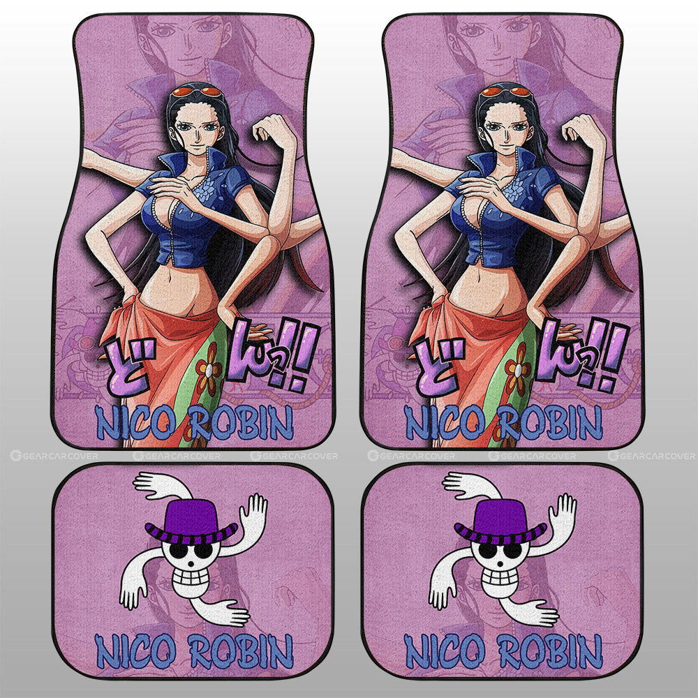 One Piece Car Mats One Piece Nico Robin Graphic Jolly Roger Symbol Car Floor Mats Pink