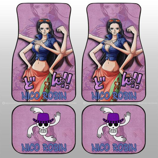 One Piece Car Mats One Piece Nico Robin Graphic Jolly Roger Symbol Car Floor Mats Pink