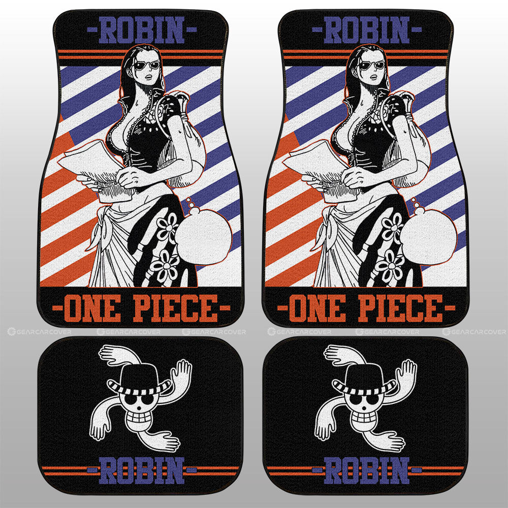 One Piece Car Mats One Piece Nico Robin Jolly Roger Symbol Car Floor Mats Black Purple