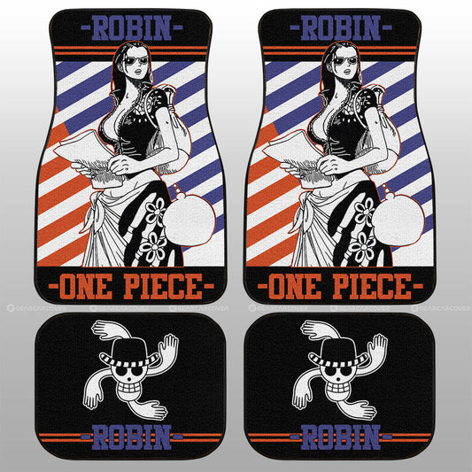 One Piece Car Mats One Piece Nico Robin Jolly Roger Symbol Car Floor Mats Black Purple