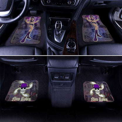 One Piece Car Mats One Piece Nico Robin Manga Pattern Jolly Roger Symbol Galaxy Car Floor Mats Purple
