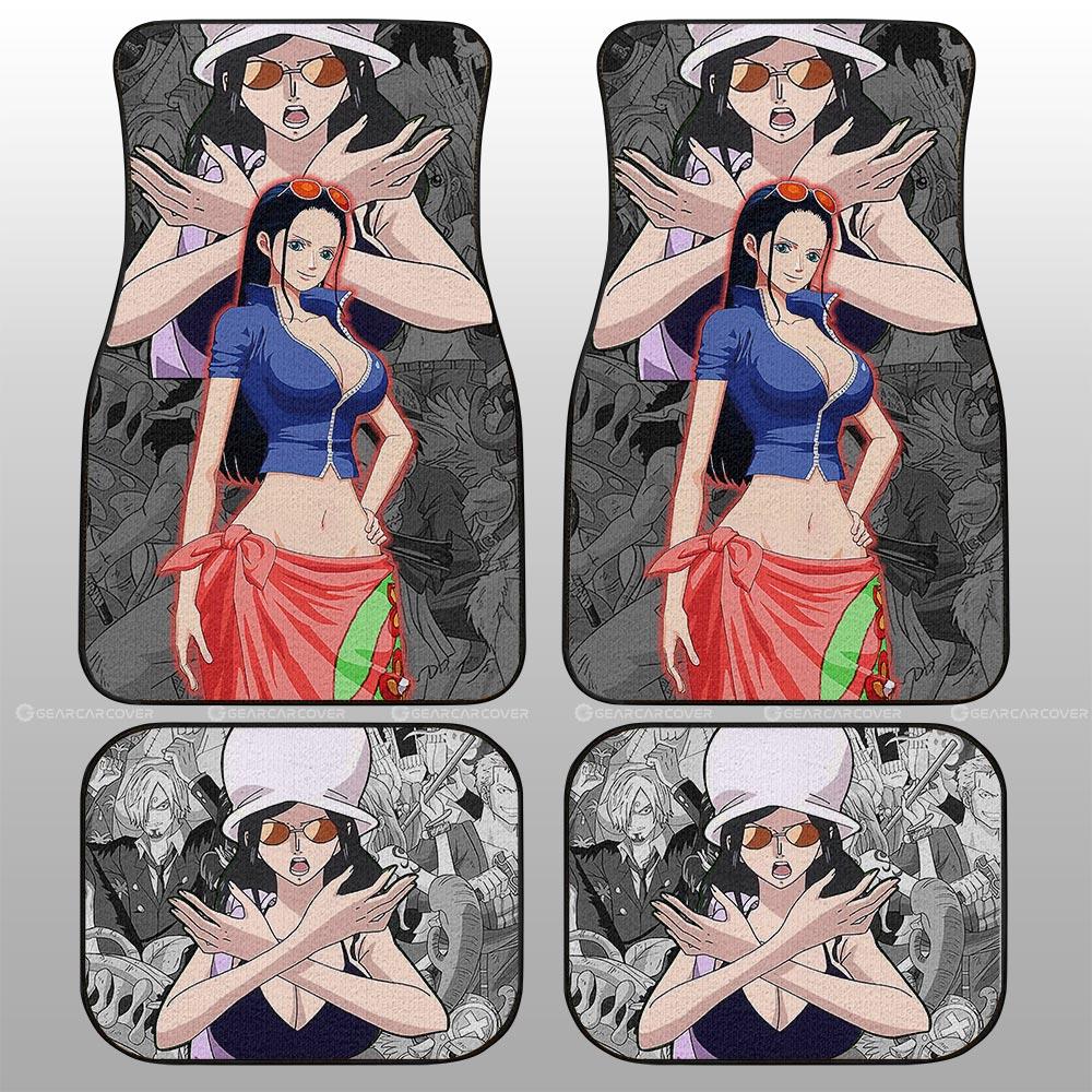 One Piece Car Mats Nico Robin Face Graphic Manga Pattern Car Floor Mats Colorful