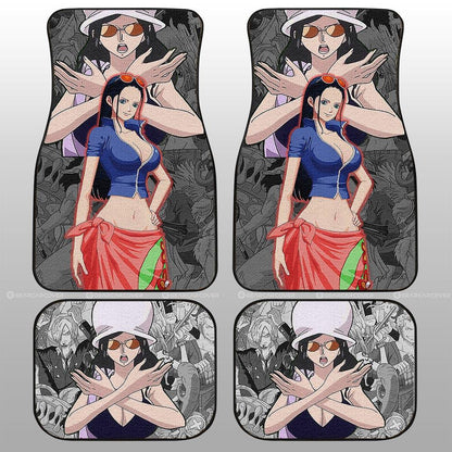 One Piece Car Mats Nico Robin Face Graphic Manga Pattern Car Floor Mats Colorful