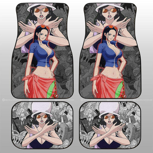 One Piece Car Mats Nico Robin Face Graphic Manga Pattern Car Floor Mats Colorful