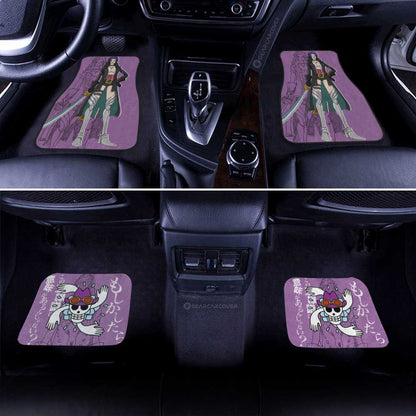 One Piece Car Mats Cool Clothes Nico Robin Jolly Roger Symbol Car Floor Mats Purple